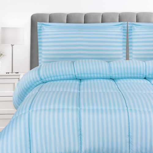 Utopia Bedding Queen Comforter Set (Stripe Blue) with 2 Pillow Shams - Bedding Comforter Sets - Down Alternative Comforter - Soft and Comfortable - Machine Washable