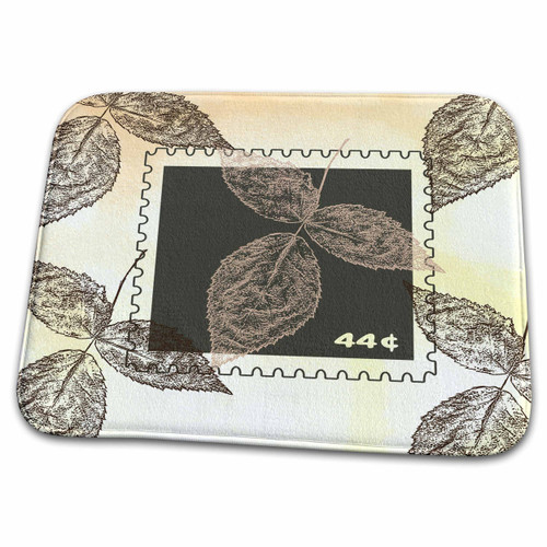 3dRose PS Creations - Bronze leaf postage stamp - Dish Drying Mats (ddm-110383-1)