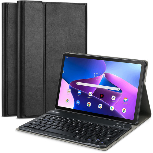 ProCase Keyboard Case for Lenovo Tab M10 Plus 3rd Gen 2022 Release Protective Cover with Magnetically Detachable Wireless Keyboard for Lenovo Tab M10 Plus 3rd Gen 10.6 Inch -Black