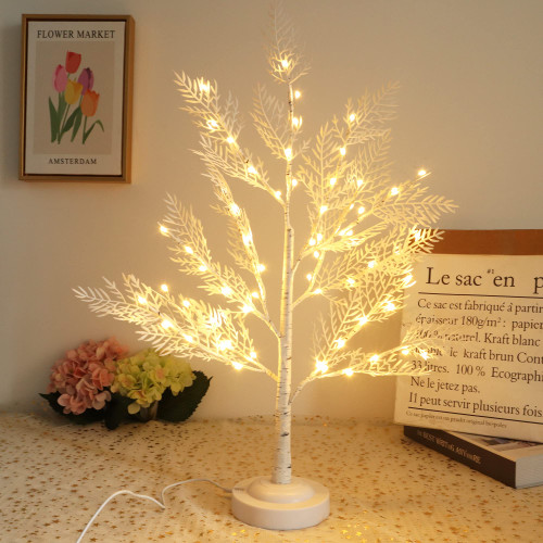 Yemaxi Led Fairy Light Tree 60 Led Birch Tree Light with 6-Hour Timer Function 8 Lighting Modes with Battery/USB Powered for Home Decoration (Warm White)