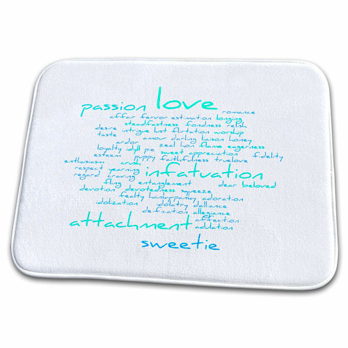 3dRose Romantic Handwritten Love Word Cloud Blue Text - Bathroom Bath Rug Mats (rug-375761-1)