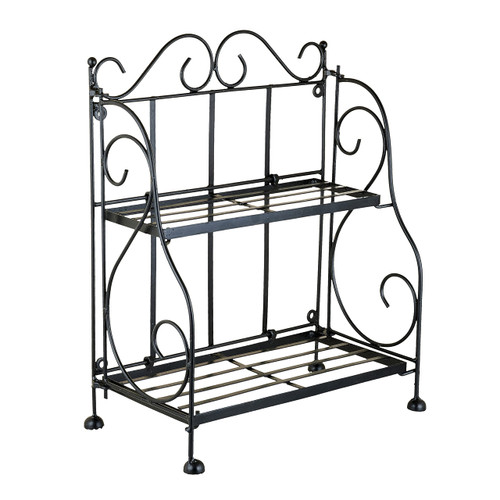 CRAFKART Spice Rack, 2-Tier Foldable Shelf Rack Kitchen Bathroom Countertop, 2-Tier Standing Storage Organizer Spice Jars Bottle Shelf Holder Rack - Black
