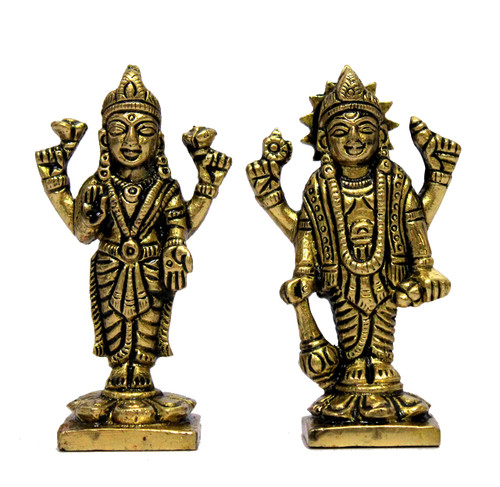 eSplanade Brass Lakshmi Narayan Pair - Lord Vishnu with Laxmi Idol Murti Statue Sculpture - 3" Inches | Pooja Idols | Home Decor eSplanade Brass Lakshmi Narayan Pair - Lord Vishnu with Laxmi Idol Murti Statue Sculpture - 3" Inches | Pooja Idols | Home Decor