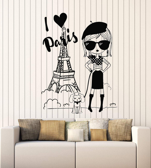 Vinyl Wall Decal I Love Paris Eiffel Tower French Fashion France Teen Girl Stickers Mural Large Decor (g2265) Black Vinyl Wall Decal I Love Paris Eiffel Tower French Fashion France Teen Girl Stickers Mural Large Decor (g2265) Black