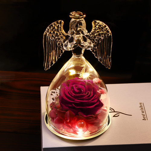 Angel Rose Gifts for Women, Purple Preserved Real Rose Flower Gifts for Mom Grandma, Glass Angels Figurines Guardian Unique Gifts with LED Light, Mom Gifts from Daughter Son Christmas Birthday Angel Rose Gifts for Women, Purple Preserved Real Rose Flower Gifts for Mom Grandma, Glass Angels Figurines Guardian Unique Gifts with LED Light, Mom Gifts from Daughter Son Christmas Birthday