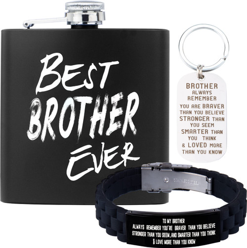 Brother Gifts, Best Brother Gifts,Christmas Gifts,Best Brother Ever, Brother Flask,Brother Key Chain,Brother Flask Gift,Best Brother Bracelet,Brother Flask from Sister,Pocket Flask Gift for Brother