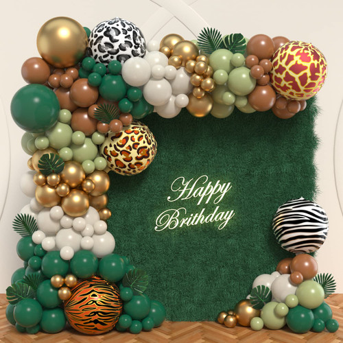 Safari Balloon Garland Arch Kit, JOGAMS 163Pack Jungle Balloon Arch with Sage Green Brown Animal Printed Balloons Leaves for Safari Wild One Jungle Theme Birthday Baby Shower Decorations for Boy Safari Balloon Garland Arch Kit, JOGAMS 163Pack Jungle Balloon Arch with Sage Green Brown Animal Printed Balloons Leaves for Safari Wild One Jungle Theme Birthday Baby Shower Decorations for Boy