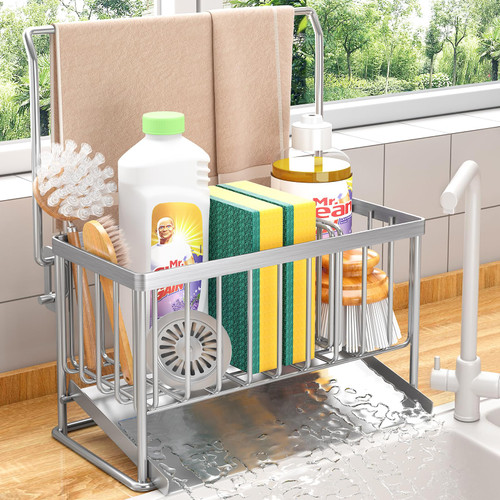 Ciyvotom Kitchen Sink Caddy,Kitchen Sink Organizer SUS304 Stainless Steel Rustproof Sponge Caddy for Sink Caddy Sponge Holder Sponge Holder for Kitchen Sink Counter Sink Organizer Ciyvotom Kitchen Sink Caddy,Kitchen Sink Organizer SUS304 Stainless Steel Rustproof Sponge Caddy for Sink Caddy Sponge Holder Sponge Holder for Kitchen Sink Counter Sink Organizer