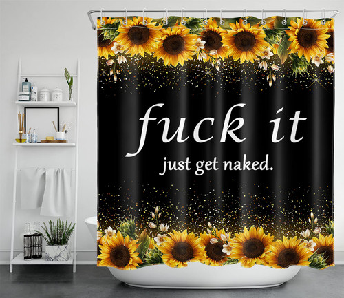 LB Fuck It Get Naked Shower Curtain Decor, Black and White Funny Quotes Modern Farmhouse Sunflower Shower Curtains 72X72 inch Polyester Fabric Bathroom Decoration Bath Curtains Hooks Included LB Fuck It Get Naked Shower Curtain Decor, Black and White Funny Quotes Modern Farmhouse Sunflower Shower Curtains 72X72 inch Polyester Fabric Bathroom Decoration Bath Curtains Hooks Included