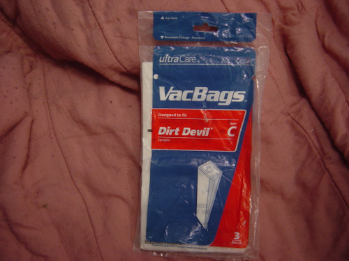Vacuum Bags Designed to fit Dirt Devil Type C Uprights ... pkg of 3 bags