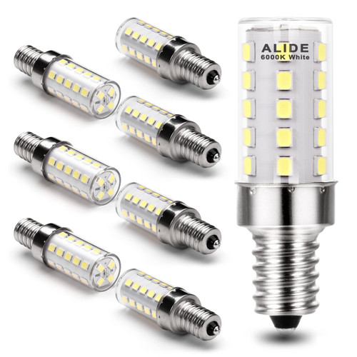ALIDE E12 40w Replacement LED Candelabra Bulbs C7,Non-Dimmable,6000K Daylight Bright Cool White, T6 E12 4W LED Light Bulbs for Ceiling Fan Pendant Lighting Salt Lamp,450lm,8 Pack ALIDE E12 40w Replacement LED Candelabra Bulbs C7,Non-Dimmable,6000K Daylight Bright Cool White, T6 E12 4W LED Light Bulbs for Ceiling Fan Pendant Lighting Salt Lamp,450lm,8 Pack