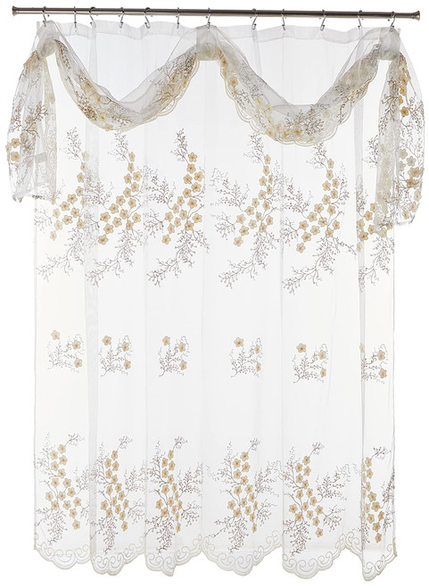 Popular Bath Bloomfield Sheer SC with Valance, Shower Curtain, Beige