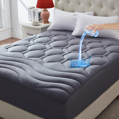 ELVEN HOME Twin Size Waterproof Mattress Pad, Super Soft Quilted Mattress Cover Breathable Cooling Fluffy Twin Mattress Topper Noiseless Waterproof Mattress Protector Fitted Deep Pocket 8-21", Grey ELVEN HOME Twin Size Waterproof Mattress Pad, Super Soft Quilted Mattress Cover Breathable Cooling Fluffy Twin Mattress Topper Noiseless Waterproof Mattress Protector Fitted Deep Pocket 8-21", Grey