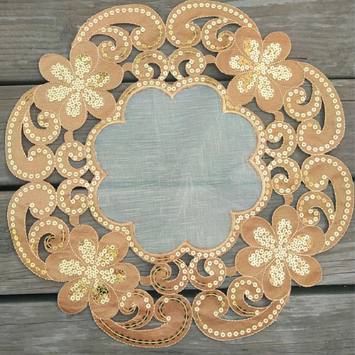 1pc Golden Sequin Embroidery Place Table Mat Cloth Lace Pad Cup Mug Tea Drink Doilies Dining Kitchen Placemat Coaster 1pc Golden Sequin Embroidery Place Table Mat Cloth Lace Pad Cup Mug Tea Drink Doilies Dining Kitchen Placemat Coaster