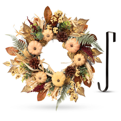 Fall Decor, Fall Wreaths for Front Door, 19 Inch Autumn Maples Leaf Pumpkin Pine Cone Berry Wreath - Fall Decorations for Thanksgiving Halloween Farmhouse Harvest Home Outdoor Indoor Window Wall Fall Decor, Fall Wreaths for Front Door, 19 Inch Autumn Maples Leaf Pumpkin Pine Cone Berry Wreath - Fall Decorations for Thanksgiving Halloween Farmhouse Harvest Home Outdoor Indoor Window Wall
