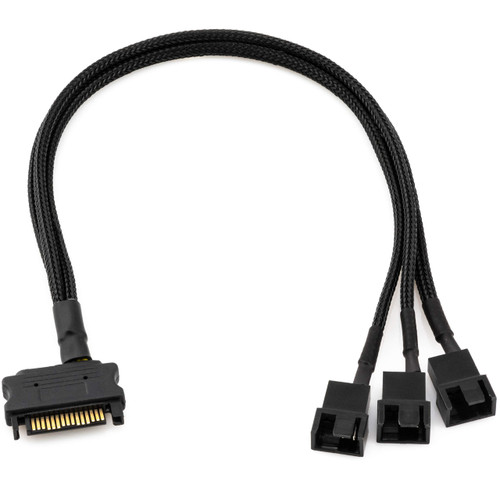 CRJ 15-Pin SATA to Three 3-Pin and 4-Pin PWM Sleeved Fan 12V Power Adapter Cable (2-Pack) CRJ 15-Pin SATA to Three 3-Pin and 4-Pin PWM Sleeved Fan 12V Power Adapter Cable (2-Pack)