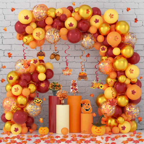 Fall Balloon Garland Arch Kit Orange Gold Burgundy Lemon Yellow Balloons with Maple Leaves Fall Swirls for Thanksgiving Party Supplies Friendsgiving Autumn Harvest Birthday Baby Shower Decorations Fall Balloon Garland Arch Kit Orange Gold Burgundy Lemon Yellow Balloons with Maple Leaves Fall Swirls for Thanksgiving Party Supplies Friendsgiving Autumn Harvest Birthday Baby Shower Decorations