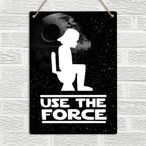 New Tin Sign Vintage Retro Signs Use The Force Funny Wc Toilet Restroom Home Bar Club Hotel & Outdoor Street Garage Metal Sign 16x12Inch -1