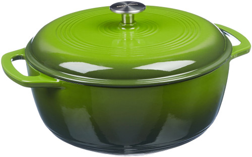 Amazon Basics Enameled Cast Iron Covered Round Dutch Oven, 6-Quart, Green