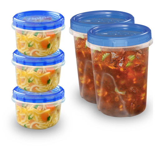 Ziploc Twist N Loc Food Storage Meal Prep Containers Reusable for Kitchen Organization, Dishwasher Safe, Variety Pack, 5 Count.