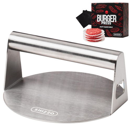 Shizzo Stainless Steel Burger Press, 6.2 inch Burger Smasher, Griddle Accessories Kit, Grill Press Perfect for Smashburger, Griddle Grill Cooking Tool, for Patty, Bacon, Hamburger, with Bottle Opener Shizzo Stainless Steel Burger Press, 6.2 inch Burger Smasher, Griddle Accessories Kit, Grill Press Perfect for Smashburger, Griddle Grill Cooking Tool, for Patty, Bacon, Hamburger, with Bottle Opener