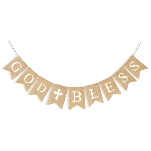 CHRORINE God Bless Banner First Communion Banner Kit, Baptism Decorations for Boys Girls, First Communion Confirmation Decorations, Bautizo Decorations