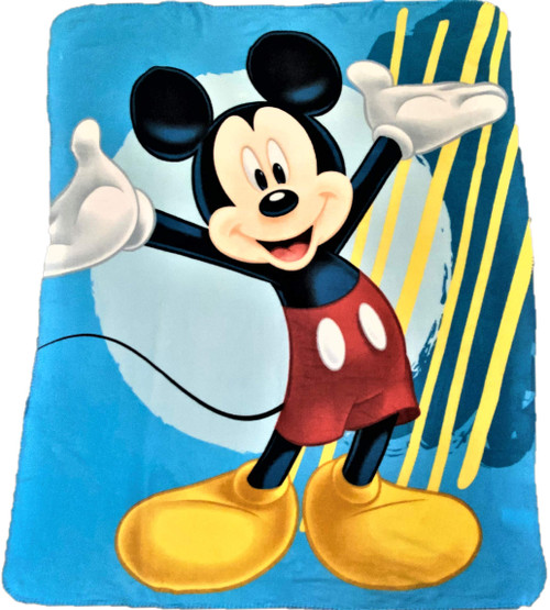 Disney Mickey Mouse BAM with Pink and Blue Comic Figures Cozy Fleece Blanket