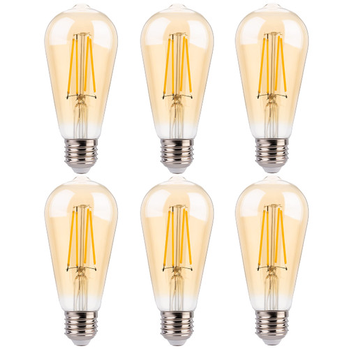 FLSNT 40W Equivalent LED Edison Bulbs with Amber Glass, 4W ST19 Dimmable Vintage LED Light Bulbs for Pendant Light, 90+ High CRI, 2200K Warm White, 400LM, E26 Base, 6 Pack