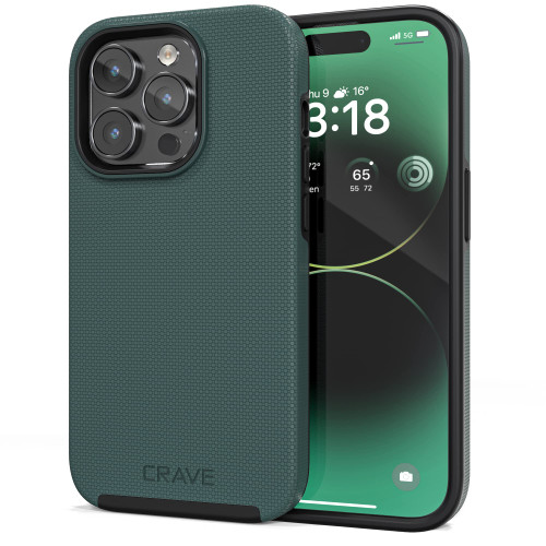 Crave Dual Guard for iPhone 14 Pro, Shockproof Protection Dual Layer Case for Apple iPhone 14 Pro (6.1") - Forest Green