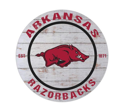 KH Sports Fan Arkansas Razorbacks 20"x20" inOutdoor Classic Weathered Circle Sign, Team Color