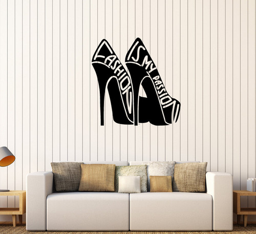 Vinyl Wall Decal Fashion Quote Girl Room Shoes Woman Stickers (427ig) Sky Blue