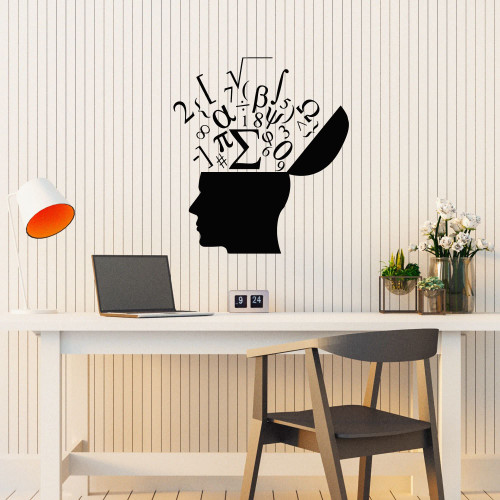 Vinyl Wall Decal Math Symbols Mathematics School Science Brain Stickers Mural Large Decor (g8110) Black