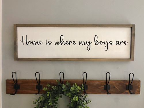 Tamengi Home is Where My Boys are Wood Sign Farmhouse Sign Rustic Home Decor Mother's Day Sign, 91Hwoodsign0525agye7egfd8