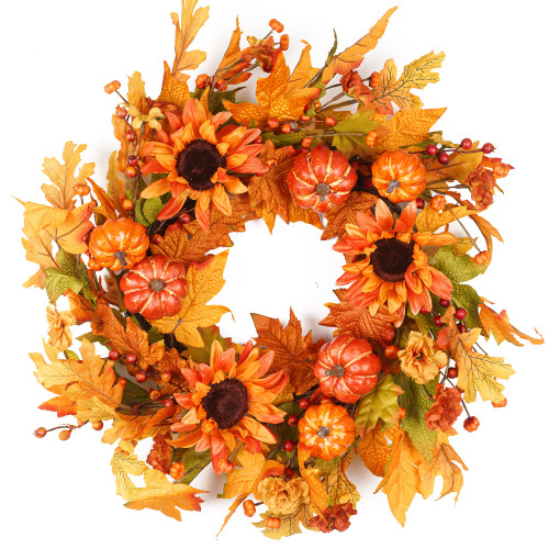 HomeKaren Fall Wreaths for Front Door 22 Inch, Fall Wreath with Pumpkin Maple Leaf Berry, Autumn Wreath for Thanksgiving Harvest Festival Decorations Indoor and Outdoor HomeKaren Fall Wreaths for Front Door 22 Inch, Fall Wreath with Pumpkin Maple Leaf Berry, Autumn Wreath for Thanksgiving Harvest Festival Decorations Indoor and Outdoor