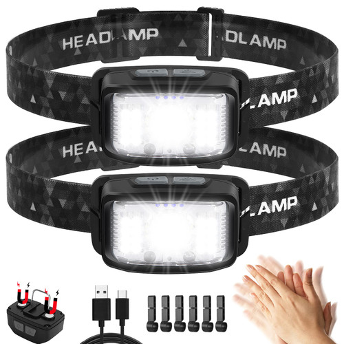 Headlamp Rechargeable,2 Pack 2000 Lumen Ultra Bright Led Headlamp,16 Modes Motion Sensor Head Lamp,Waterproof Lightweight White Red LED Flashlight for Camping,Cycling,Running,Headlamps for Adults Headlamp Rechargeable,2 Pack 2000 Lumen Ultra Bright Led Headlamp,16 Modes Motion Sensor Head Lamp,Waterproof Lightweight White Red LED Flashlight for Camping,Cycling,Running,Headlamps for Adults