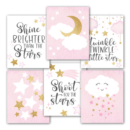 6 Reversible 8x10 Moon and Stars Nursery Decor Prints, Moon and Stars Baby Shower Decorations, Moon and Stars Wall Decor For Baby Girl Nursery Wall Art, Baby Girl Nursery Wall Decor For Girls Bedroom 6 Reversible 8x10 Moon and Stars Nursery Decor Prints, Moon and Stars Baby Shower Decorations, Moon and Stars Wall Decor For Baby Girl Nursery Wall Art, Baby Girl Nursery Wall Decor For Girls Bedroom