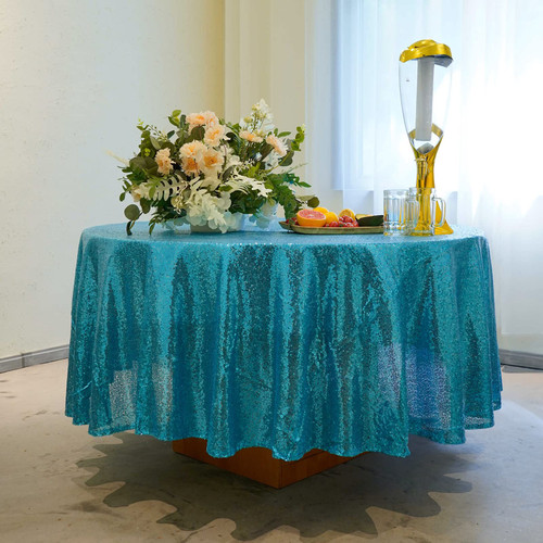 WISPET 90" Round Sequin Tablecloth Baby Blue Glitter Tablecloth Sparkly Drape Table Cloth for Bridal Shower Decorations Birthday Wedding Dessert Banquet WISPET 90" Round Sequin Tablecloth Baby Blue Glitter Tablecloth Sparkly Drape Table Cloth for Bridal Shower Decorations Birthday Wedding Dessert Banquet