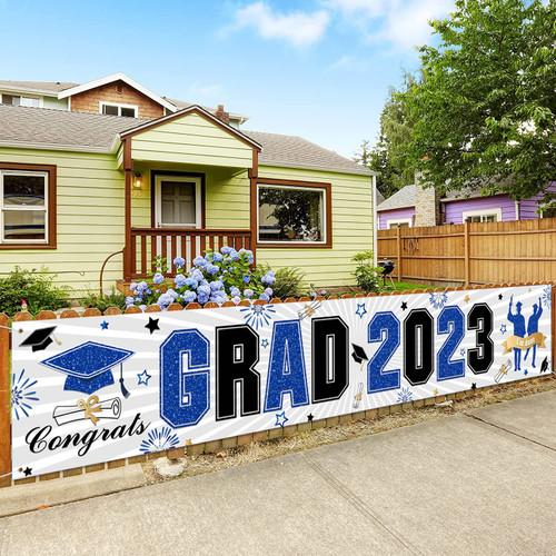 Blue Congrats Grad Banner Class of 2023 Banner Graduation Yard Sign 2023 Graduation Decorations Congrats Lawn Sign for Graduation Party Supplies Blue Congrats Grad Banner Class of 2023 Banner Graduation Yard Sign 2023 Graduation Decorations Congrats Lawn Sign for Graduation Party Supplies