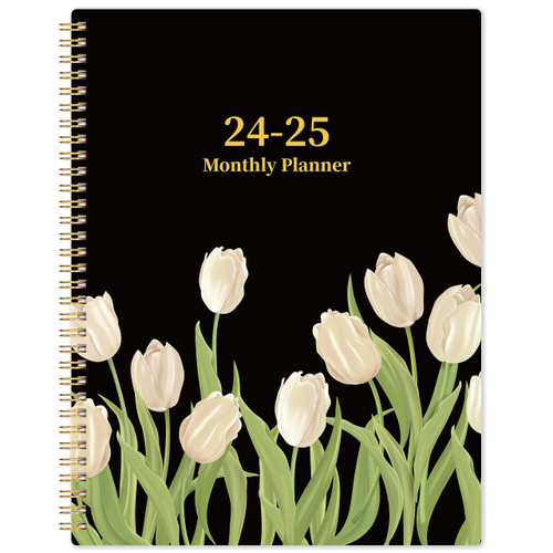 2024-2025 Monthly Planner/Monthly Calendar - Monthly Planner 2024-2025, 2-Year Monthly Planner from Jan. 2024 - Dec. 2025, 8.5" x 11", 24-Month Planner with Flexible Cover + Pockets + Monthly Tabs + Twin-Wire Binding - Tulip