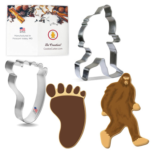 Foose Cookie Cutters Bigfoot Cookie Cutter 2 Piece Set, Sasquatch, 4-4.6 in, Tin Plate Steel, USA Foose Cookie Cutters Bigfoot Cookie Cutter 2 Piece Set, Sasquatch, 4-4.6 in, Tin Plate Steel, USA