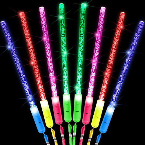 Hungdao Light up Wand Led Glow Wand Glow Sticks Acrylic Bubble Glow Stick Wands Colorful Flashing Glow in the Dark Wands Glow Sticks for Birthday Party Favors Decors (24 Pieces)