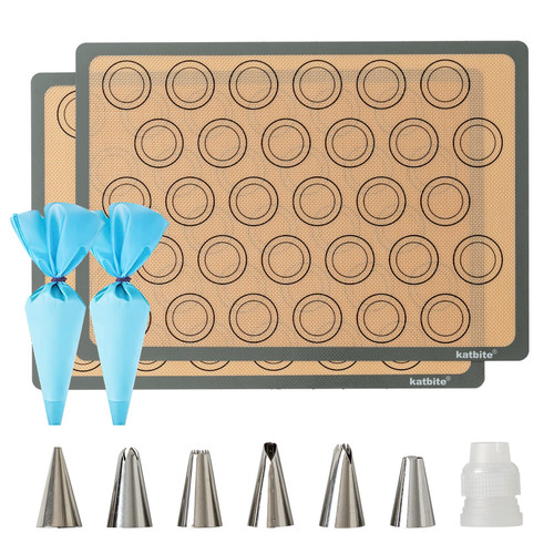 Macaron Silicone Baking Mats, Katbite Silicone Macaroons Baking Mat Set of 2 Half Sheet (11 5/8" x 16 1/2") Reusable & Nonstick Macarons Baking Supplies Silicone Bakeware Mats for Macarons Cookies Macaron Silicone Baking Mats, Katbite Silicone Macaroons Baking Mat Set of 2 Half Sheet (11 5/8" x 16 1/2") Reusable & Nonstick Macarons Baking Supplies Silicone Bakeware Mats for Macarons Cookies