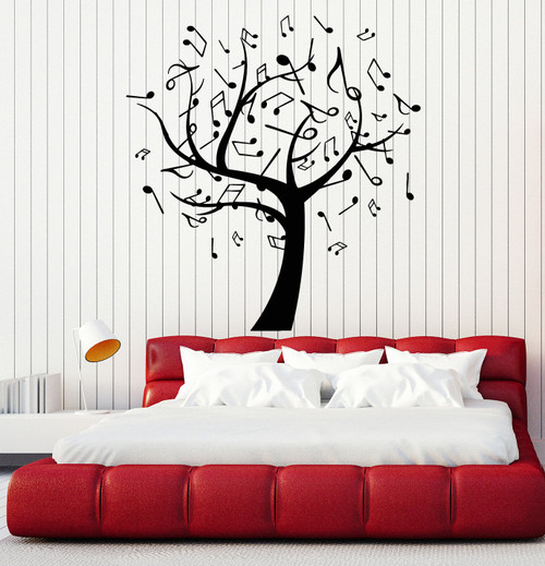 Vinyl Wall Decal Music Tree Notes Musical Art Interior Ideas Stickers Large Decor (ig4775) Black