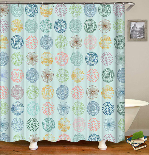 Fabric Shower Curtain,Abstract Tree Rings Woody Artistic Nature Pale Blue Teal Beige Light Brown Polyester Designer Cloth, Print Decorative Bathroom Curtains Include Hooks Set(72?w by 72?L) (02)