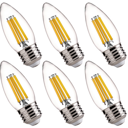 FLSNT 100W Equivalent LED Candelabra Bulbs, 800LM Dimmable LED Chandelier Light Bulbs, 2700K Soft White, E26 Base, 6 Pack