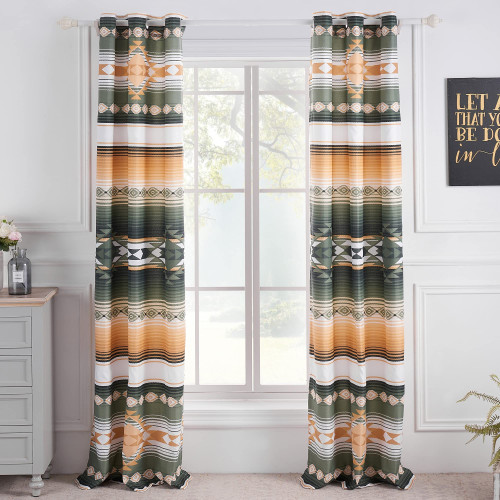 Greenland Home Zuma Curtain Panel Pair Set, 84 x 84 inches, Cactus