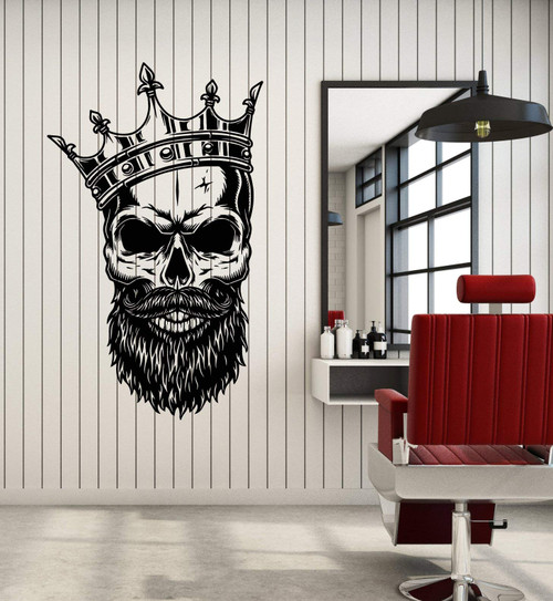 Large Vinyl Wall Decal Skull with Beard Crown Skeleton Death Decor Stickers Mural (g4543) Black Large Vinyl Wall Decal Skull with Beard Crown Skeleton Death Decor Stickers Mural (g4543) Black