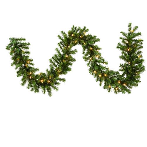 Vickerman 9' Douglas Fir Artificial Christmas Garland, Clear Dura-lit Incandescent Mini Lights - Faux Fir Christmas Garland - Seasonal Indoor Home Decor