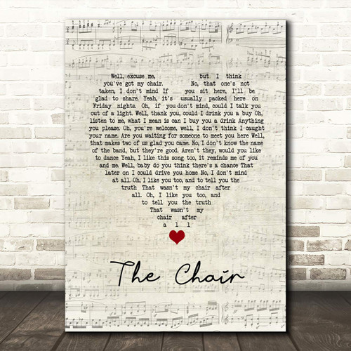 The Chair Script Heart Song Lyric Quote Music Print