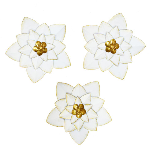 Remenna Metal Wall Art Metal Wall Art Metal Flowers Wall Decor for Living Room Bedroom Bathroom Indoor Outdoor (Gold)